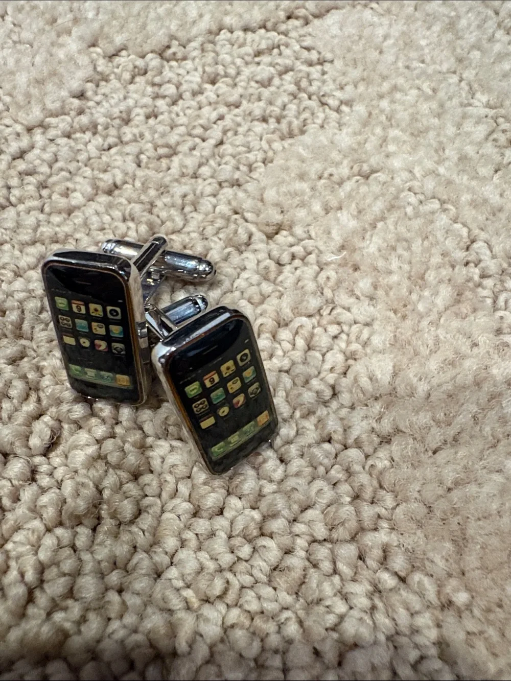 Black Novelty Smartphone & Tic-Tac-Toe Cufflink Lot